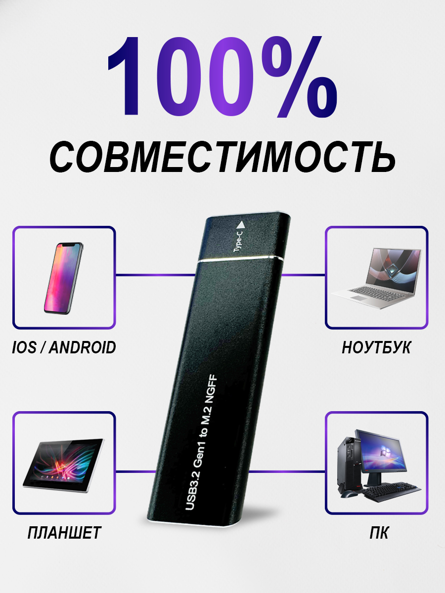 M2 NGFF" Внешний бокс для жесткого диска, USB 3.2 GEN 1, Type-c/Type-c